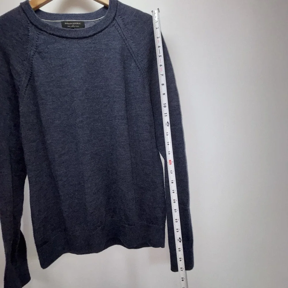 Banana Republic 100% Merino Wool Sweater Blue Crew Neck Long Sleeve Men's L